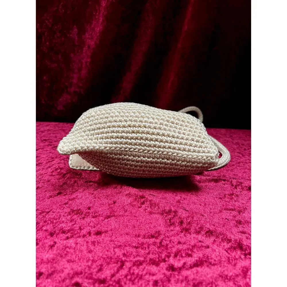 Vintage The Sak Crochet Crossbody Bag - Sandy White Mini Flap Purse